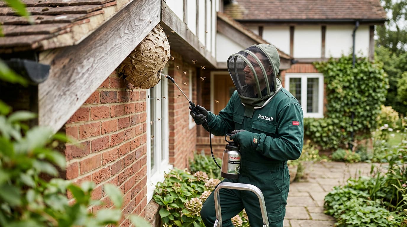 Wespennest aan gevel — veilige verwijdering door Pestokil